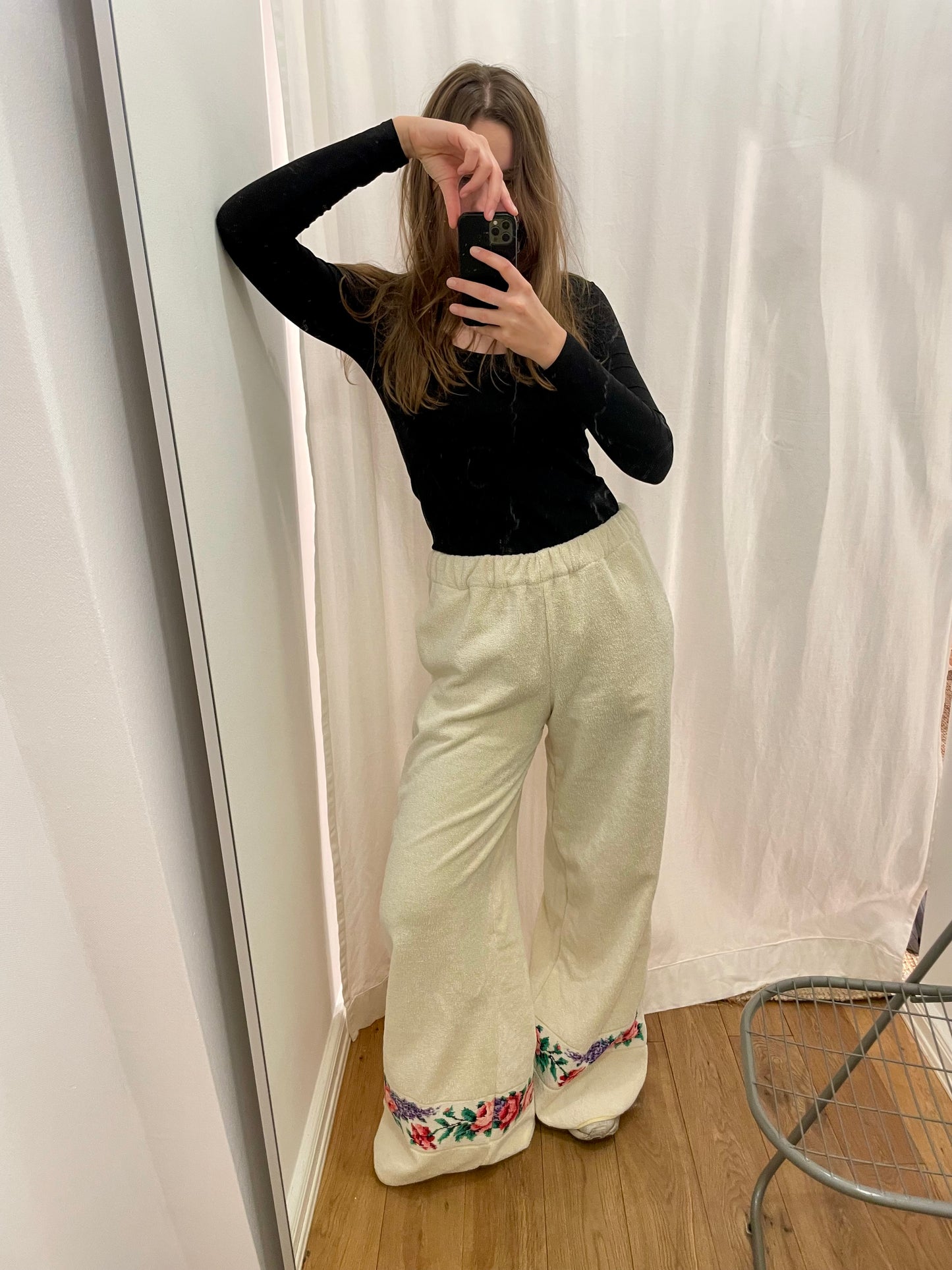 Frottee Pants vintage flower / L/XL