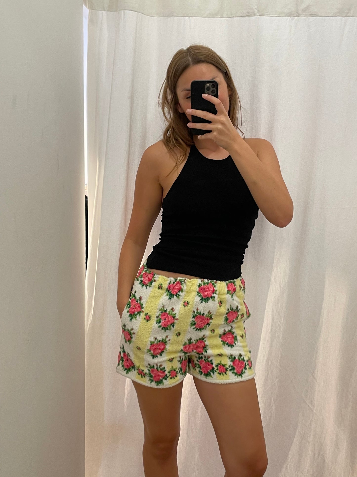 Frottee Shorts romantic roses / M