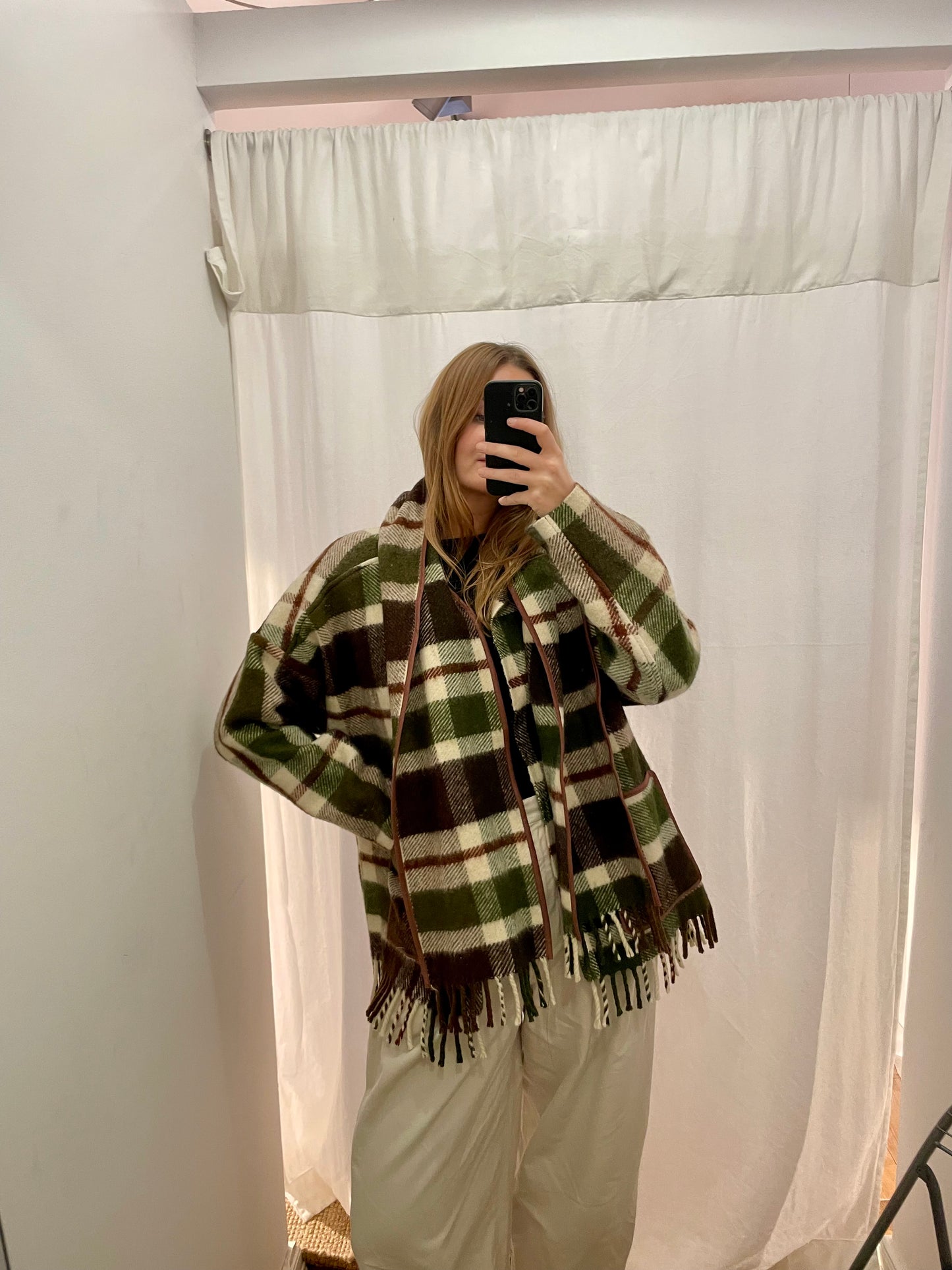 Jacke Emmi Long warm tartan / S-XL