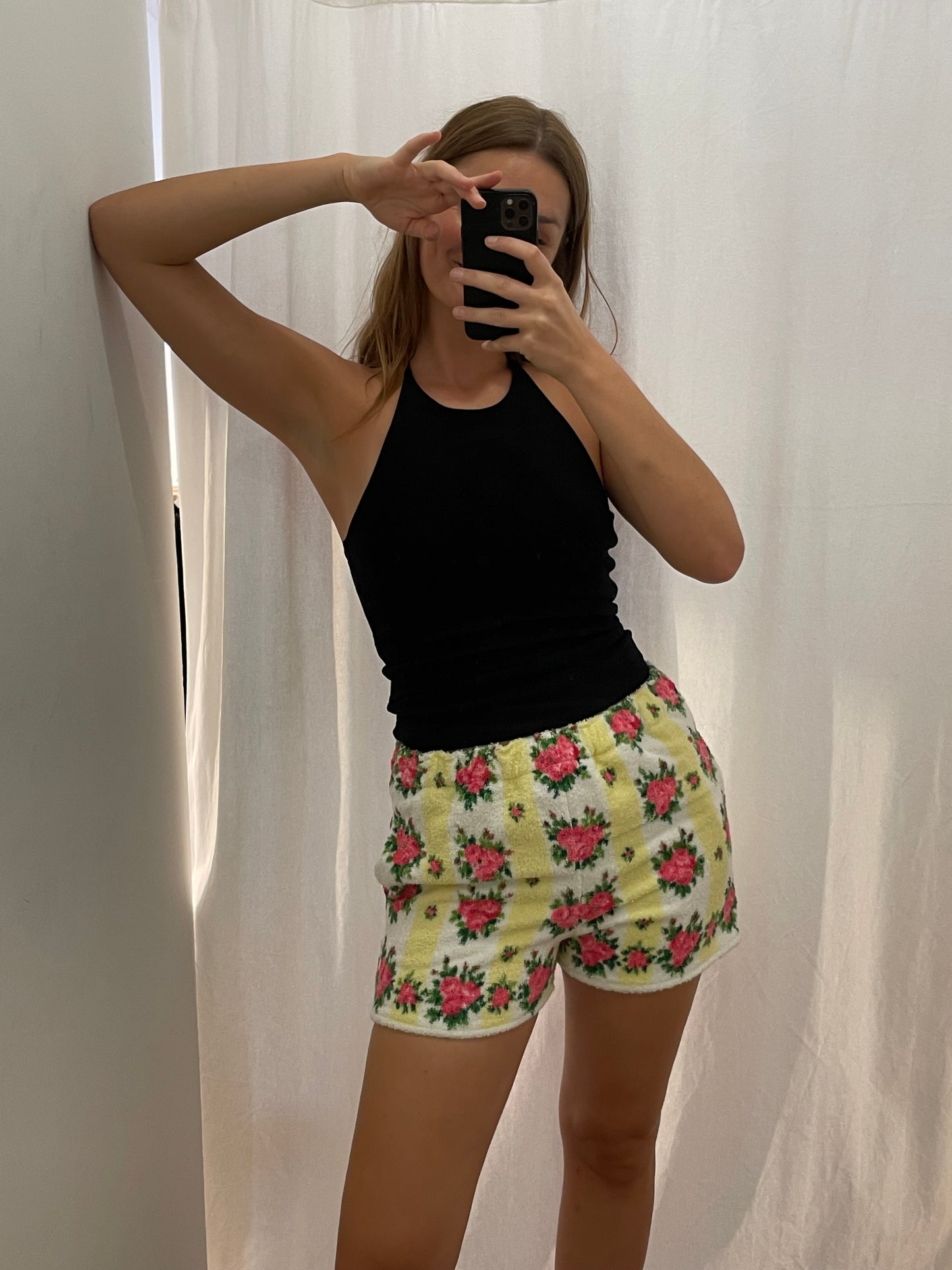 Frottee Shorts romantic roses / M