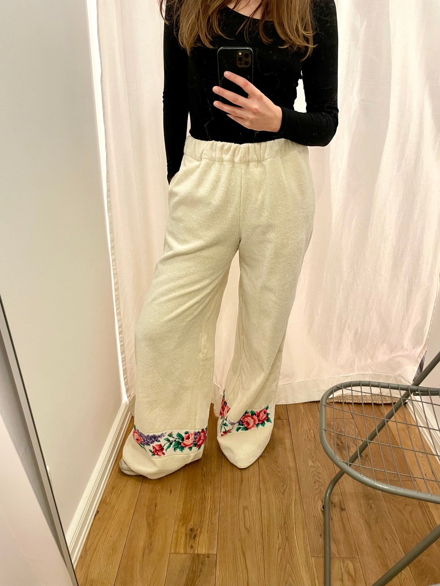 Frottee Pants vintage flower / L/XL