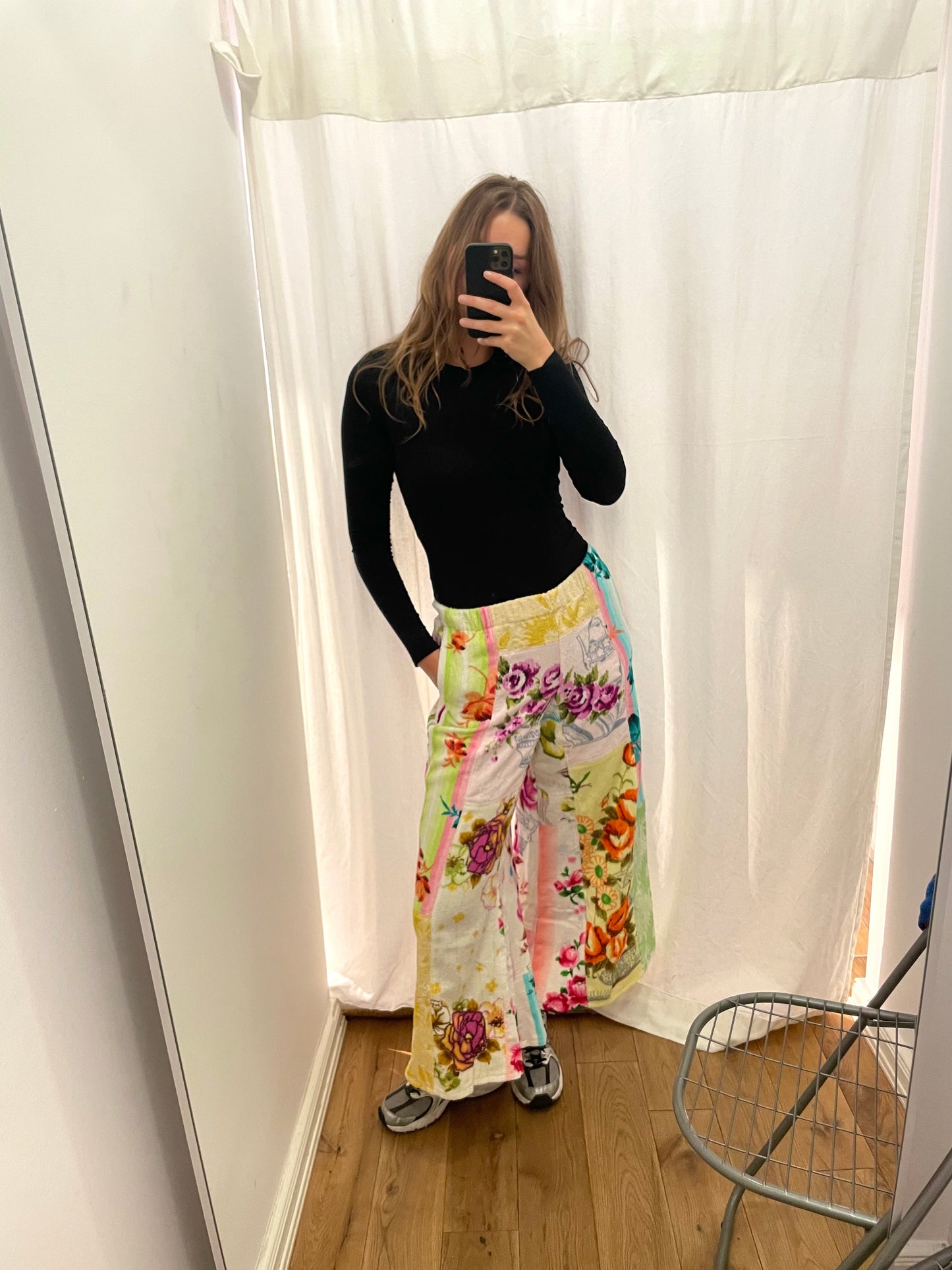 Frottee Pants flower patchwork / XS/S