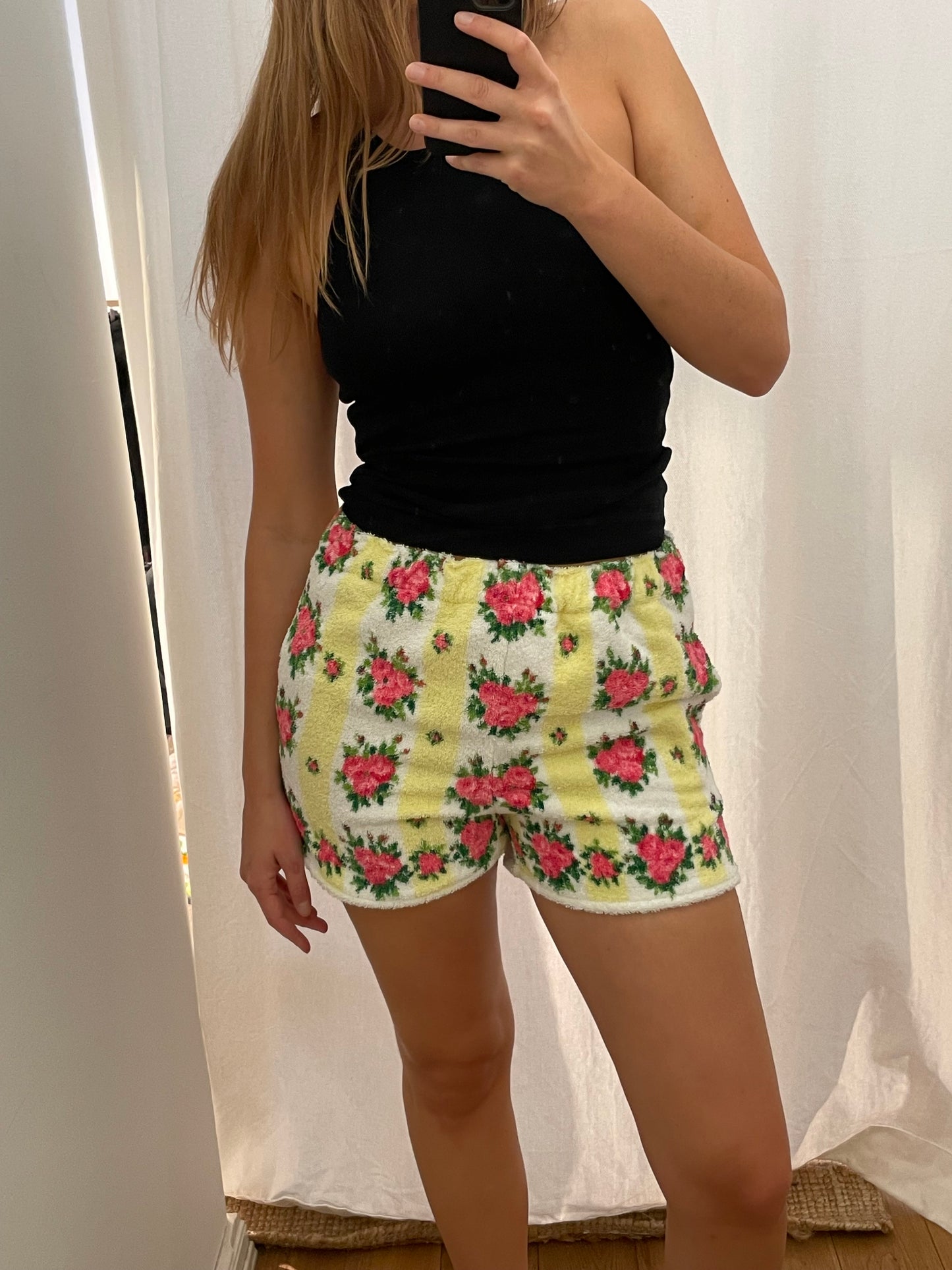 Frottee Shorts romantic roses / M