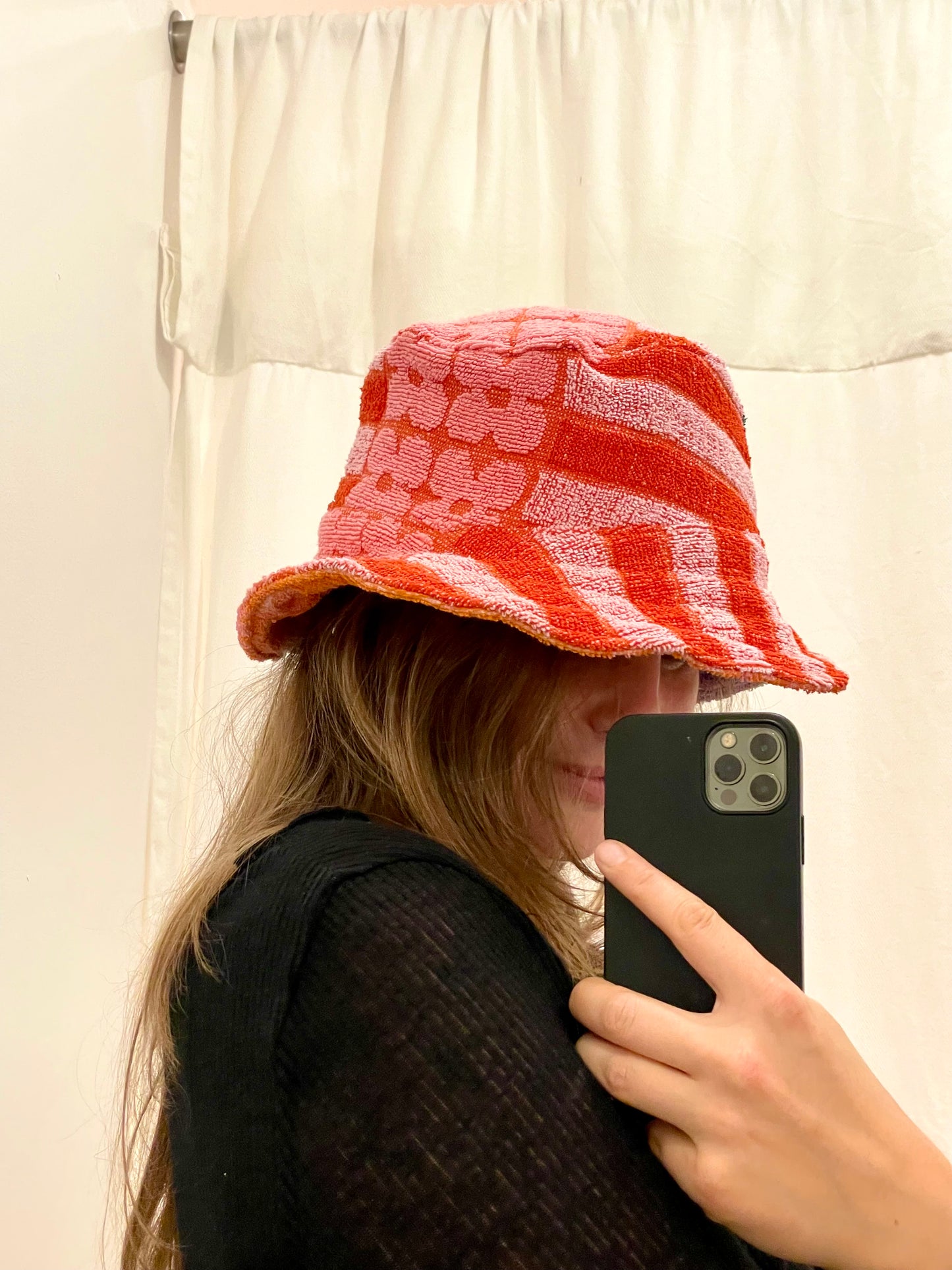 Reversible Bucket Hat flower ornament / L