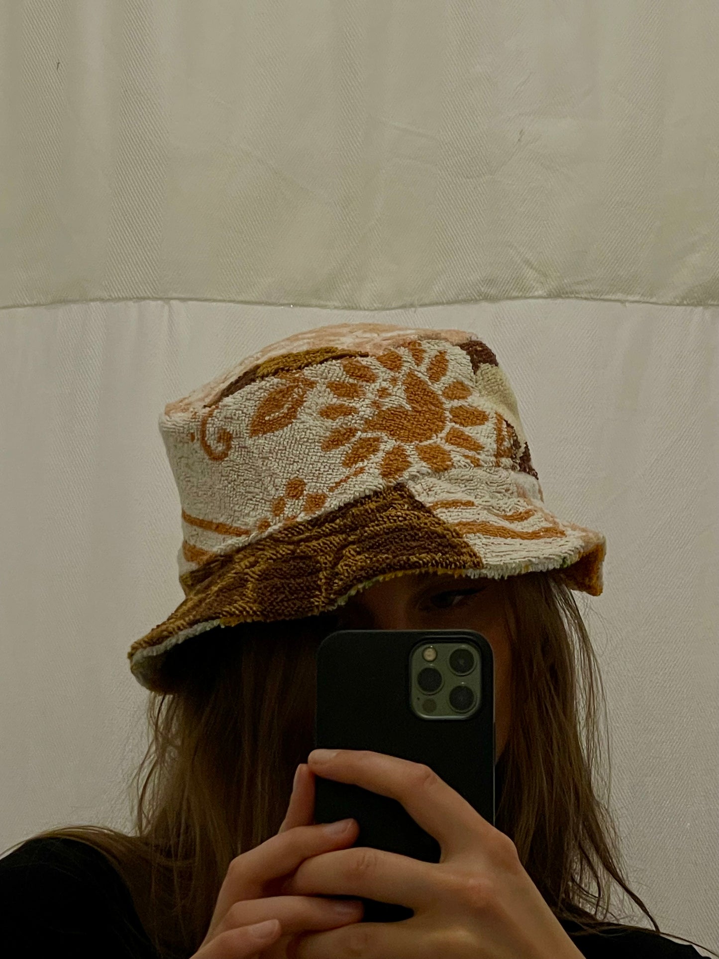 Reversible Bucket Hat chocolate flower / M