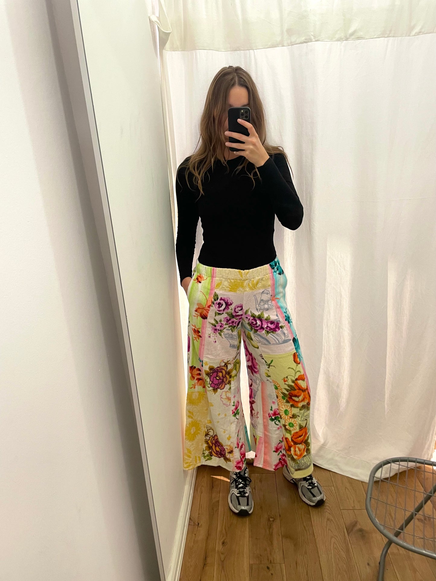 Frottee Pants flower patchwork / XS/S