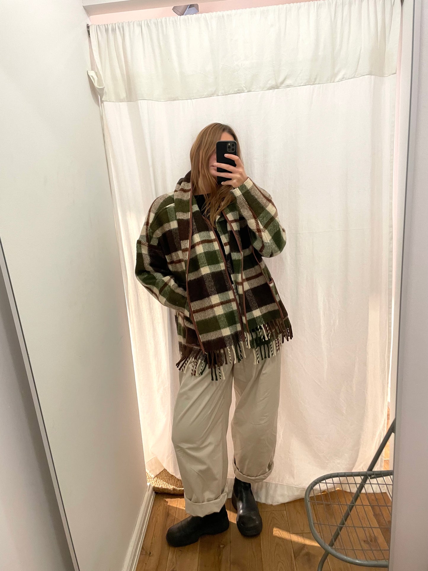 Jacke Emmi Long warm tartan / S-XL