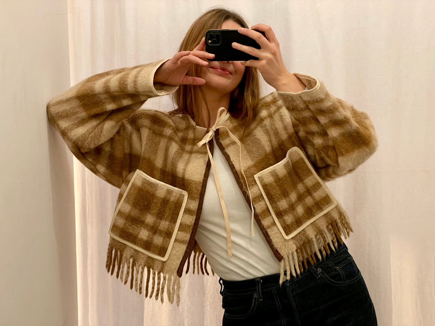 Jacke Emmi Long soft camel / S-XL