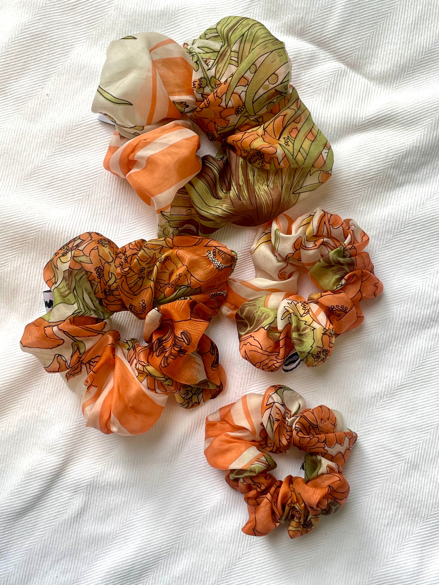 Silk Scrunchie coral flower