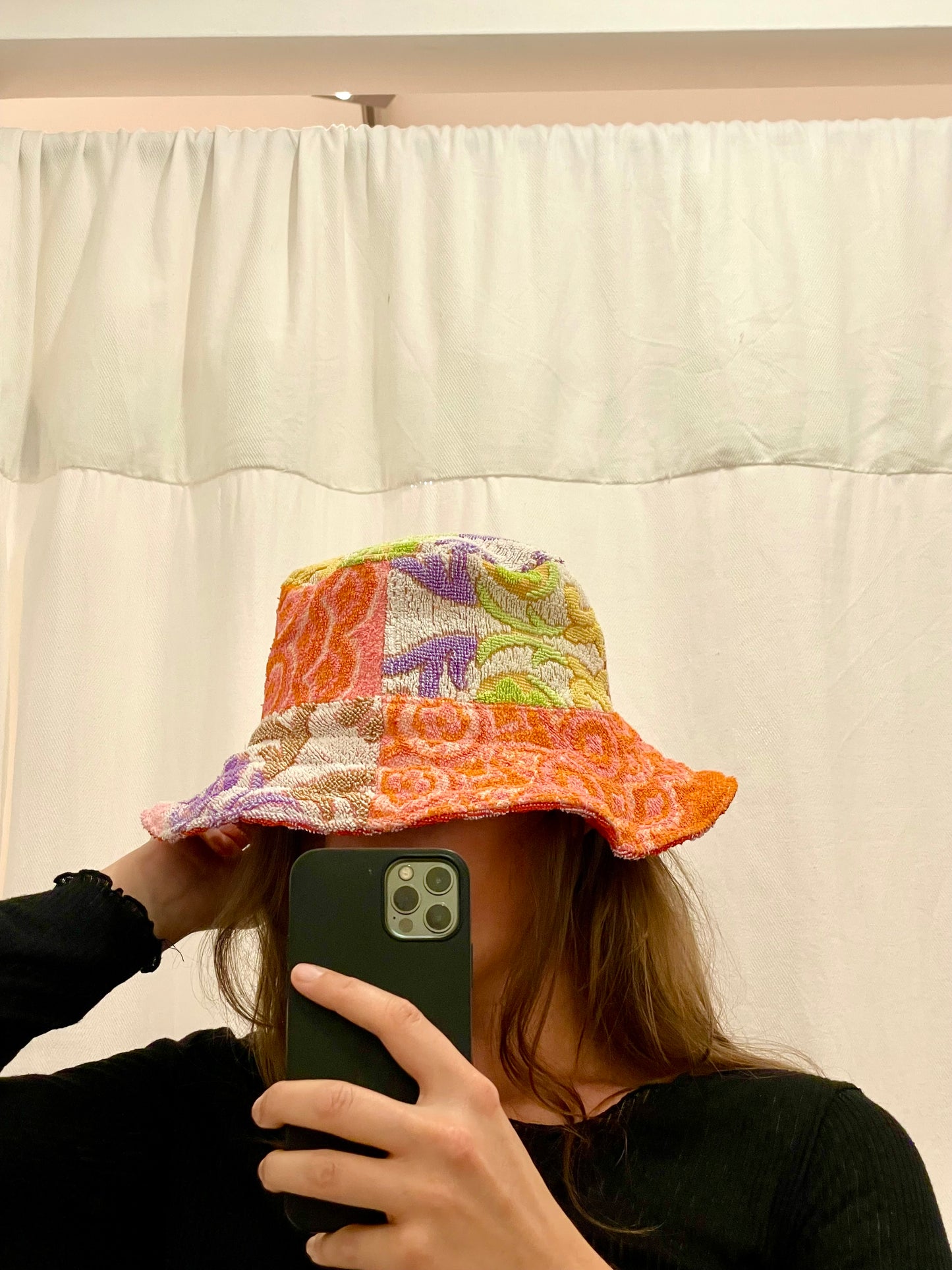 Reversible Bucket Hat flower ornament / L