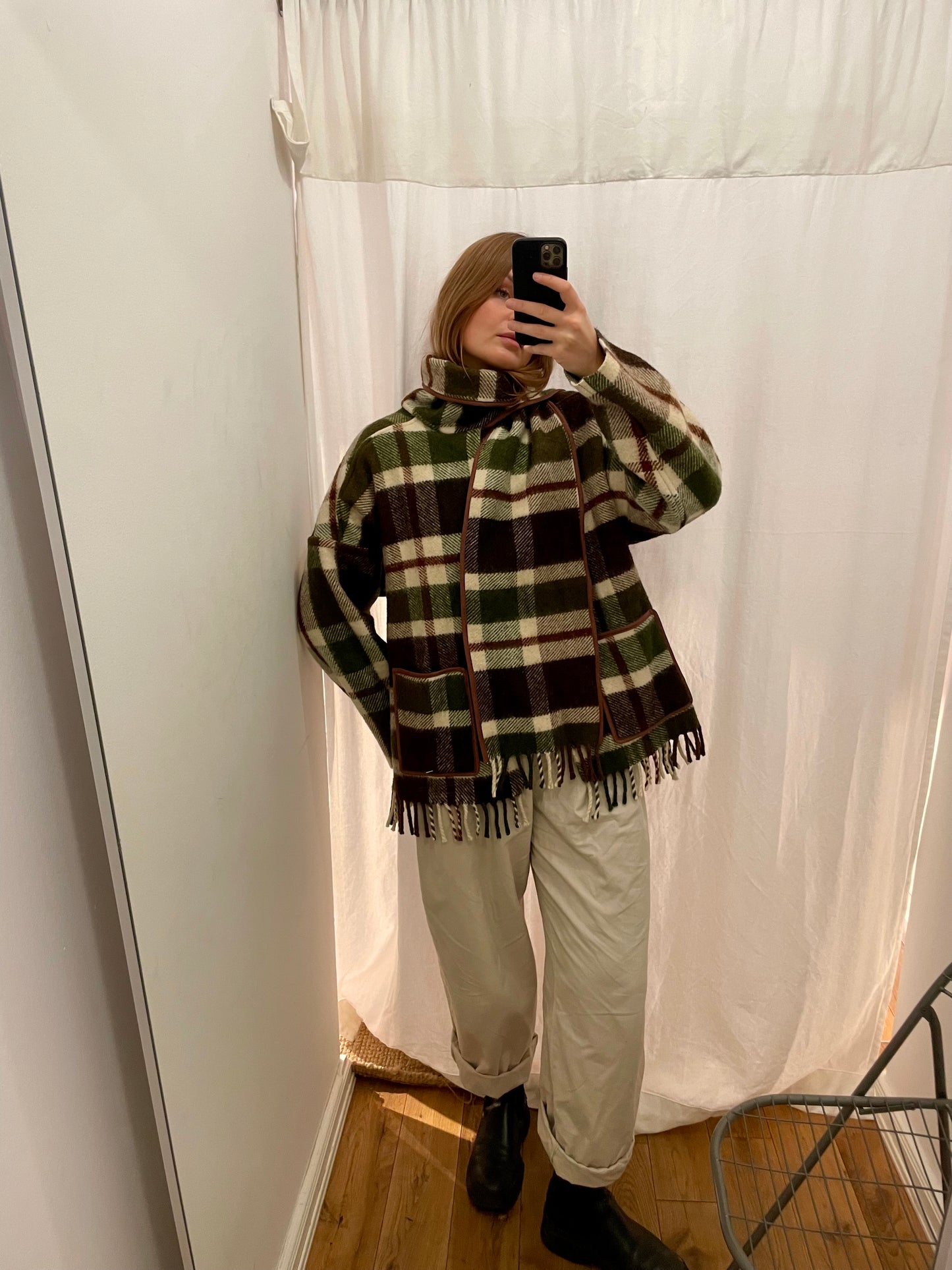 Jacke Emmi Long warm tartan / S-XL