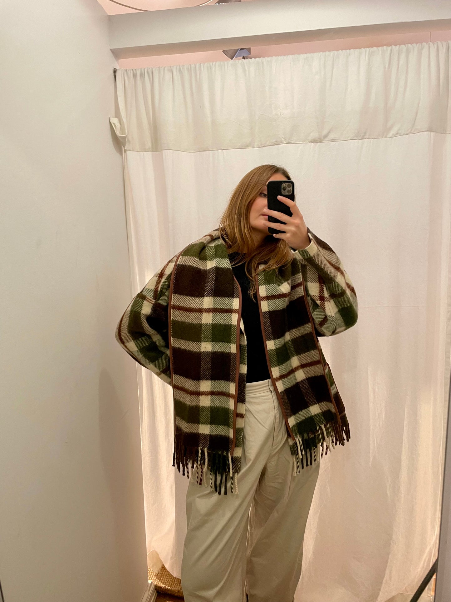Jacke Emmi Long warm tartan / S-XL