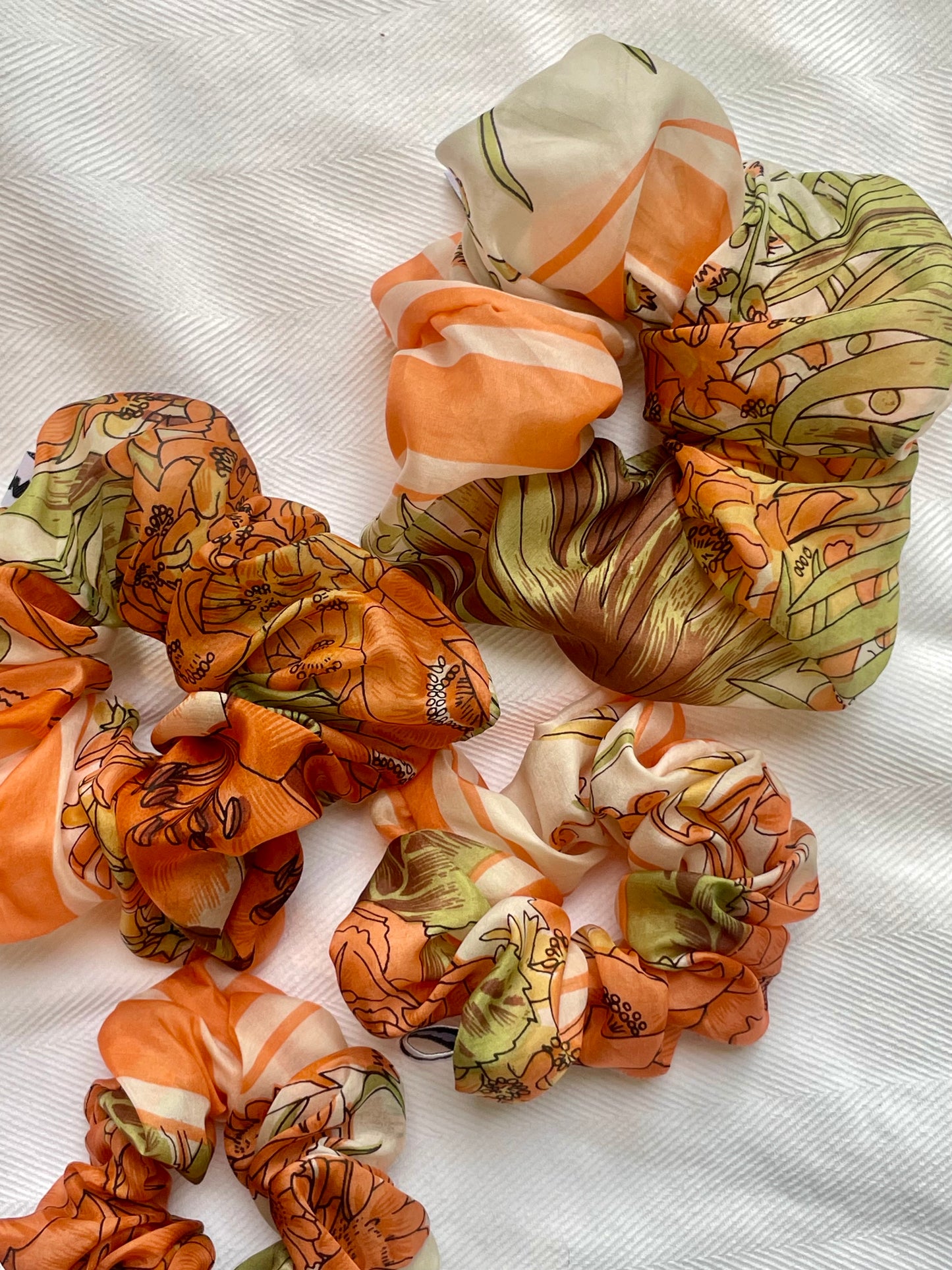 Silk Scrunchie coral flower
