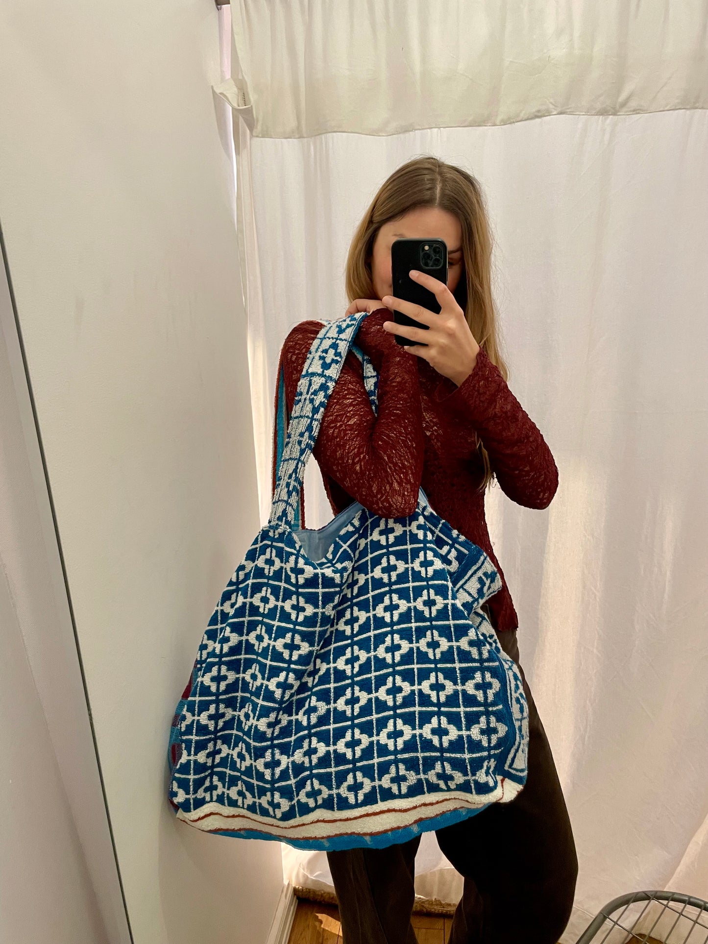 XXL Beach Bag bordeaux geometric