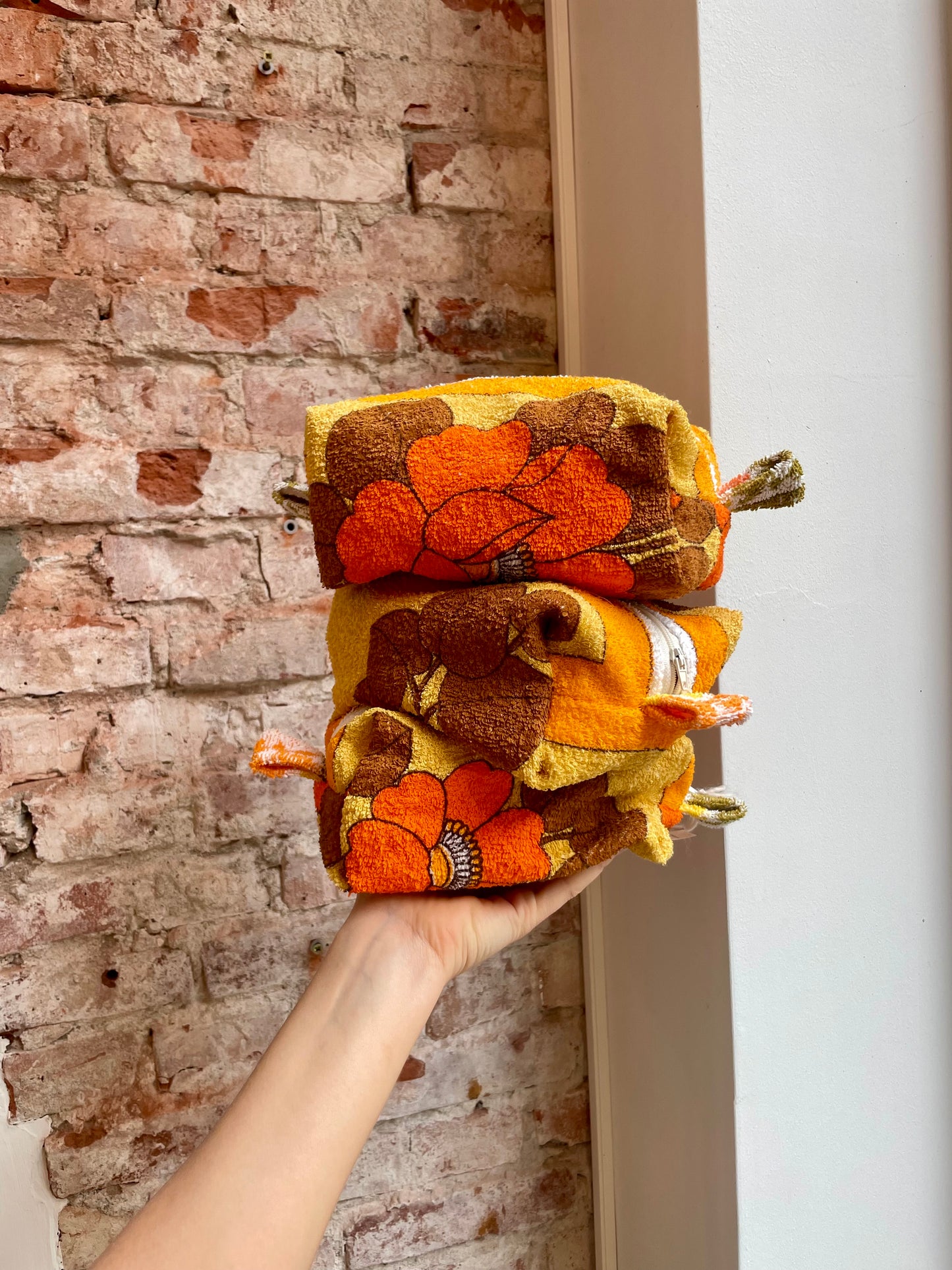 Cosmetic bag orange comic flower