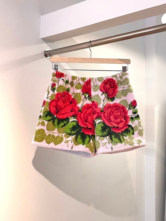 Frottee Shorts red roses / M