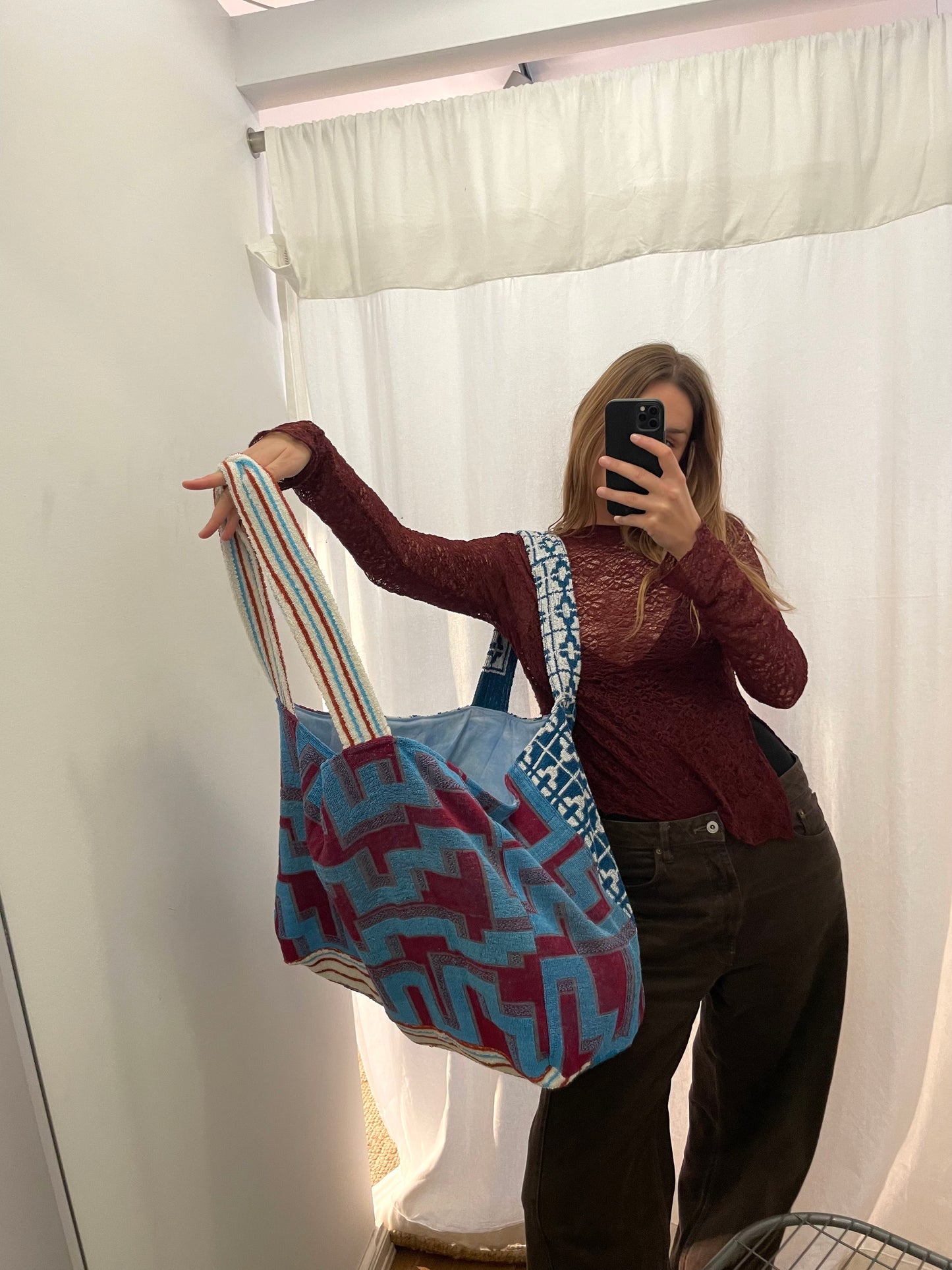 XXL Beach Bag bordeaux geometric