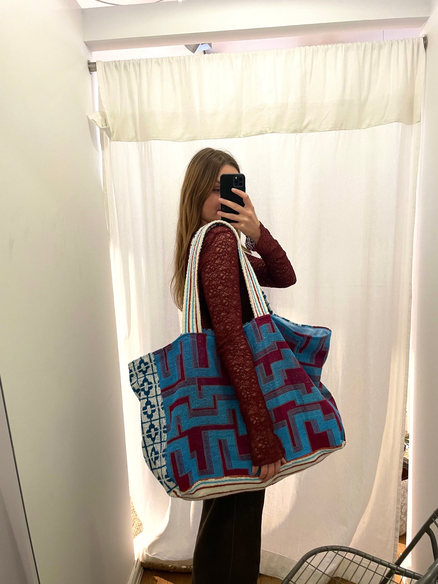XXL Beach Bag bordeaux geometric