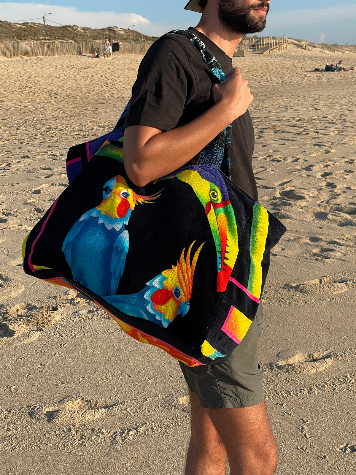 XXL reversible Beach Bag neon parrot