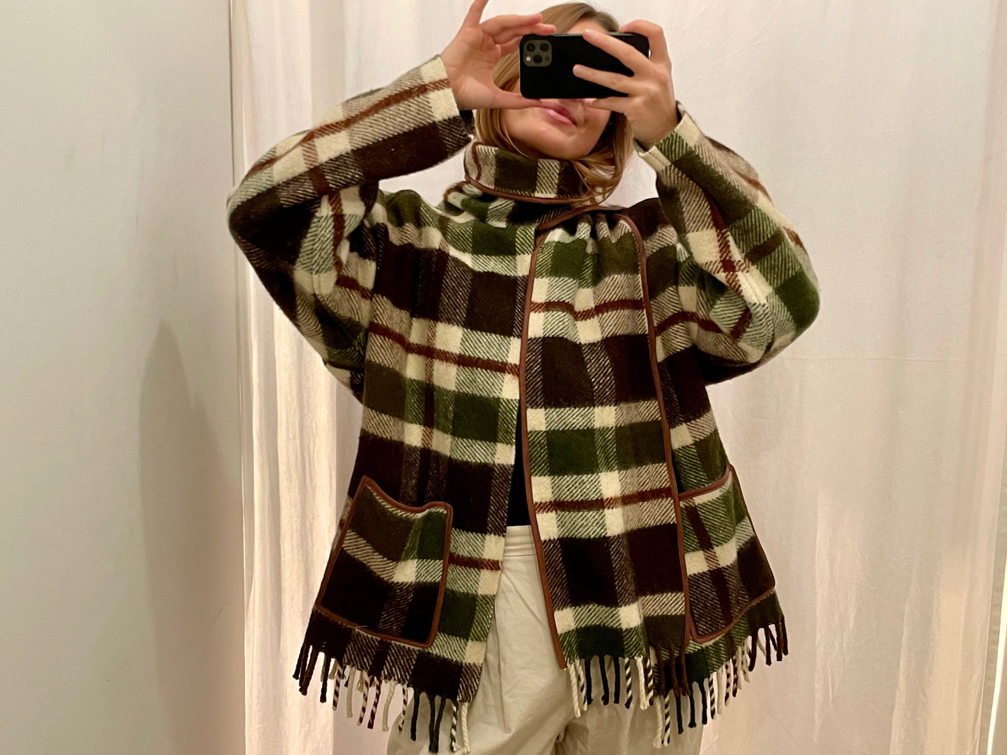 Jacke Emmi Long warm tartan / S-XL