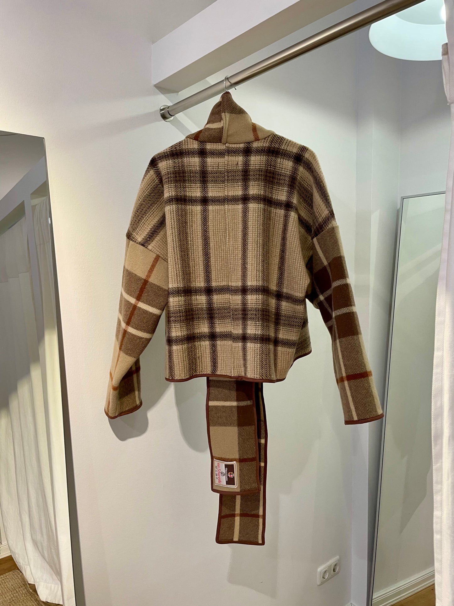 Jacke Emmi Long nature tartan / S-XL