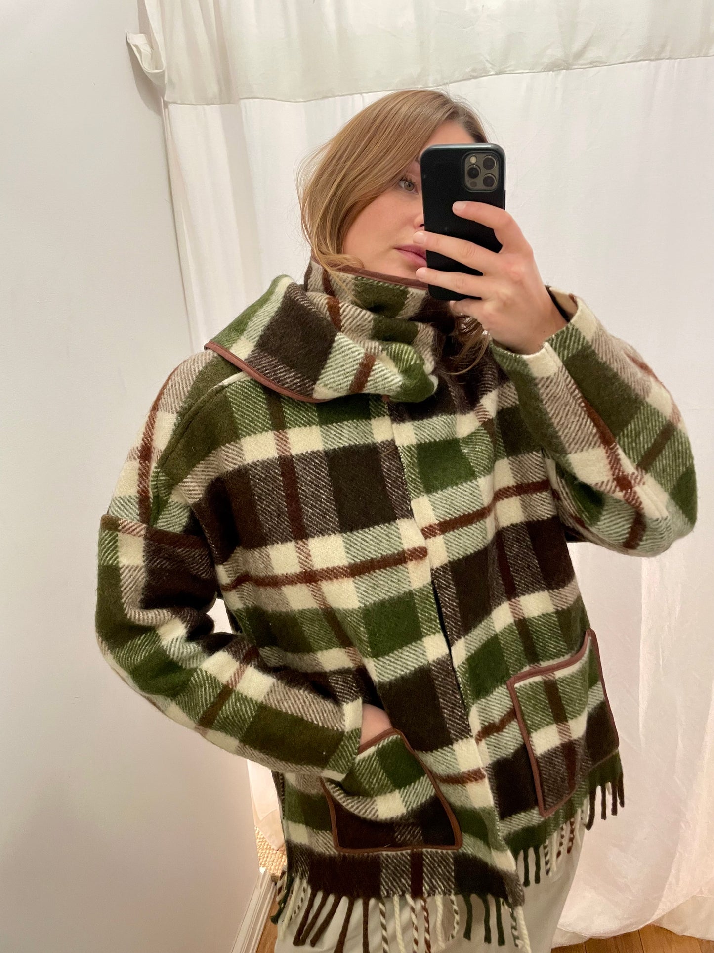 Jacke Emmi Long warm tartan / S-XL