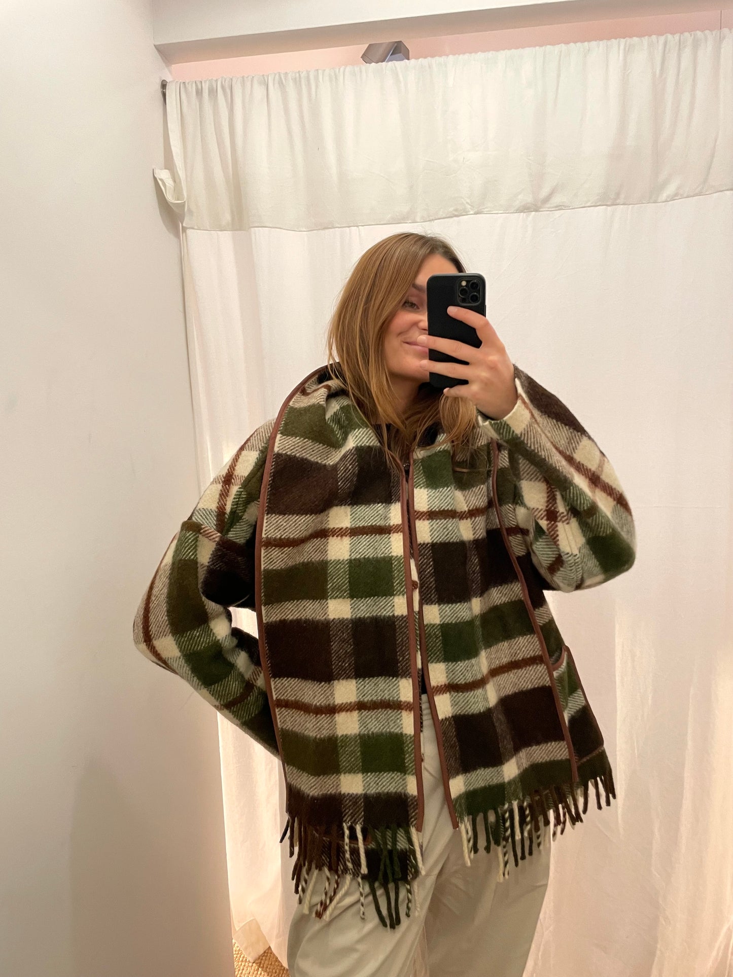 Jacke Emmi Long warm tartan / S-XL