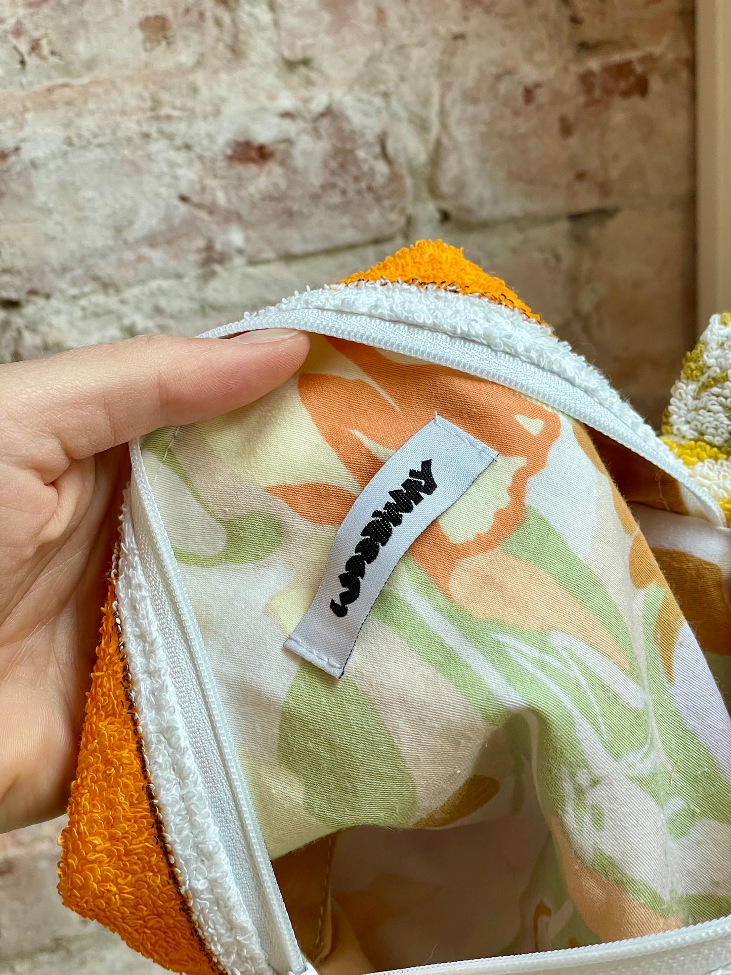 Cosmetic bag orange comic flower