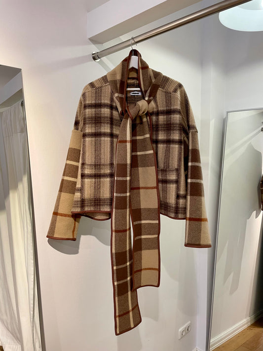 Jacke Emmi Long nature tartan / S-XL