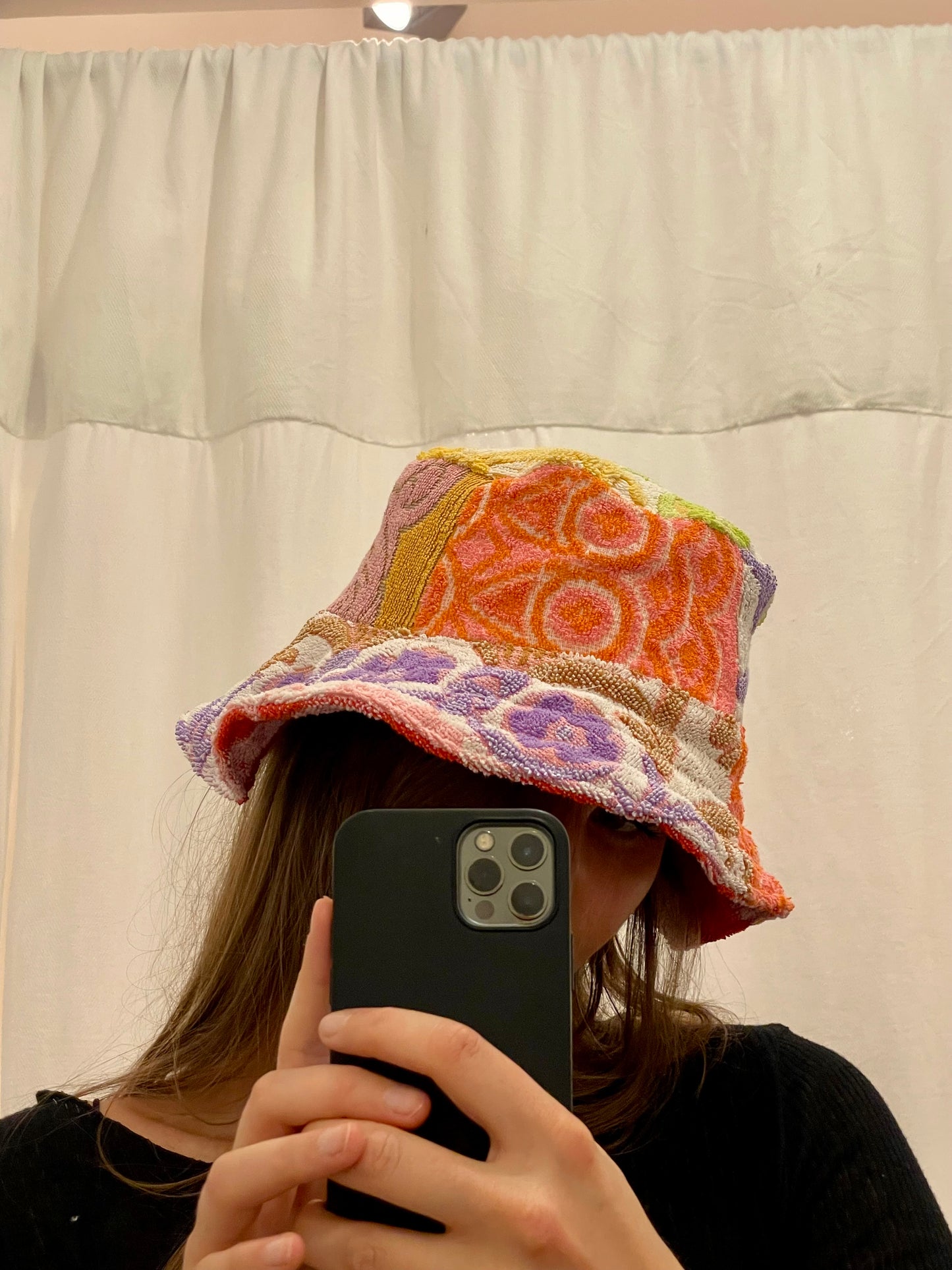 Reversible Bucket Hat flower ornament / L