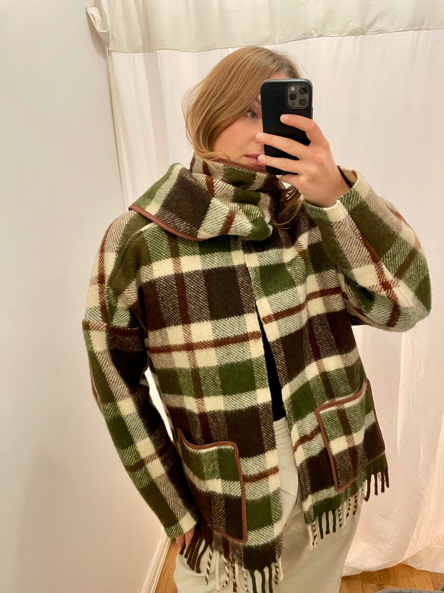 Jacke Emmi Long warm tartan / S-XL