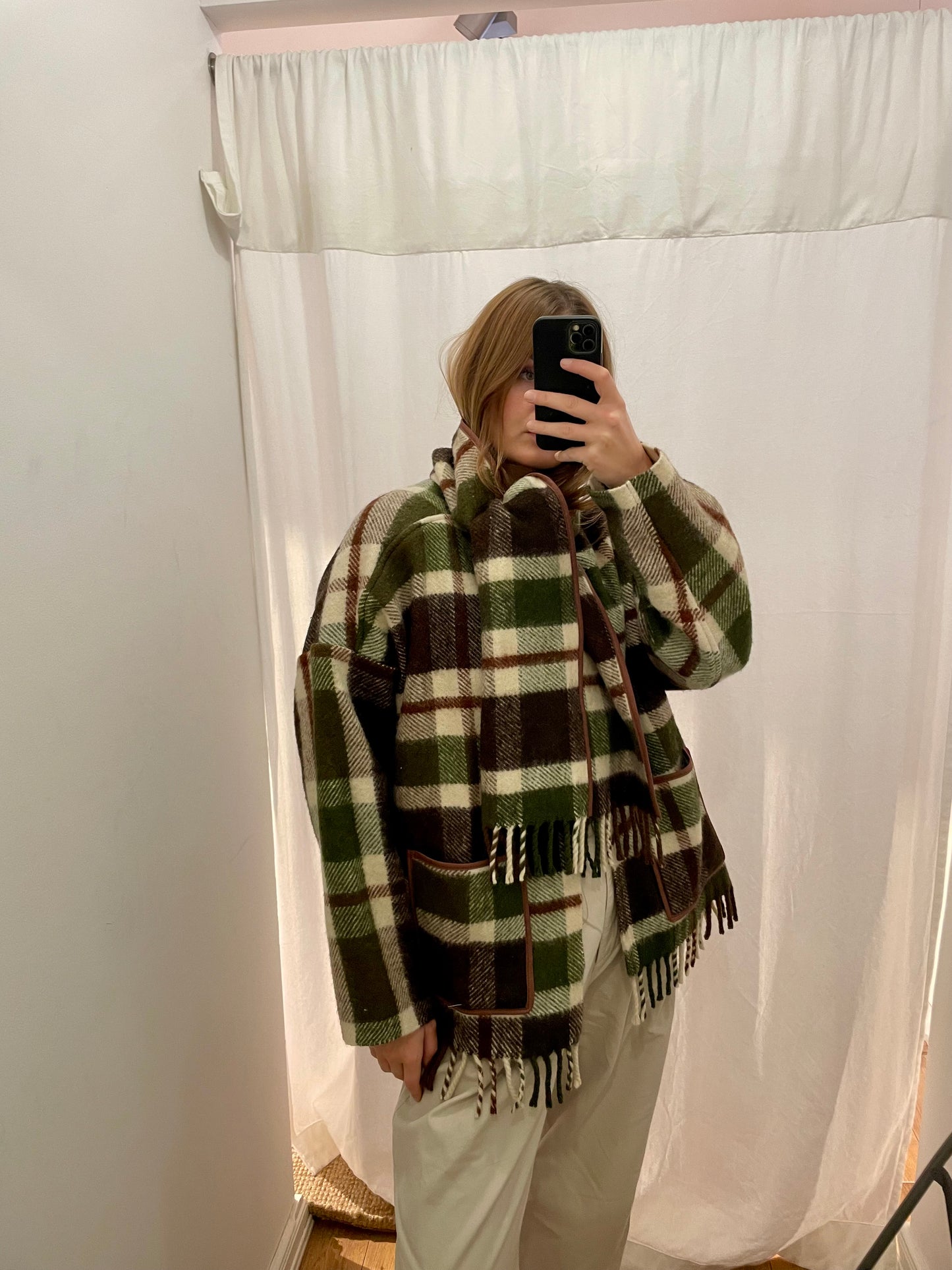 Jacke Emmi Long warm tartan / S-XL