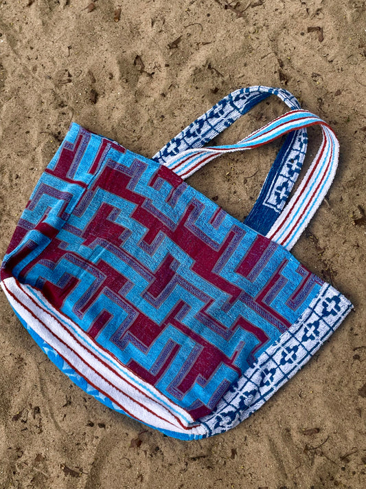 XXL Beach Bag bordeaux geometric