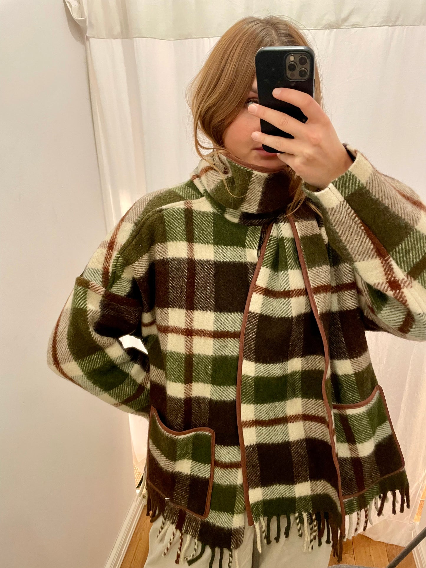 Jacke Emmi Long warm tartan / S-XL