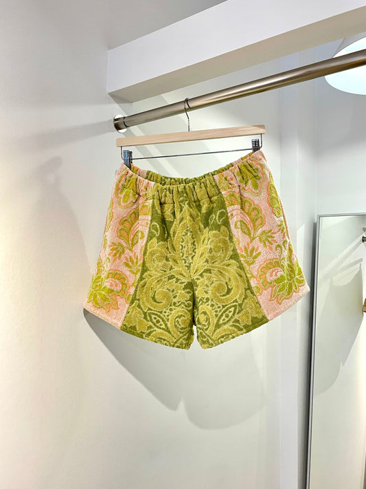 Frottee Shorts green ornament / XL/XXL