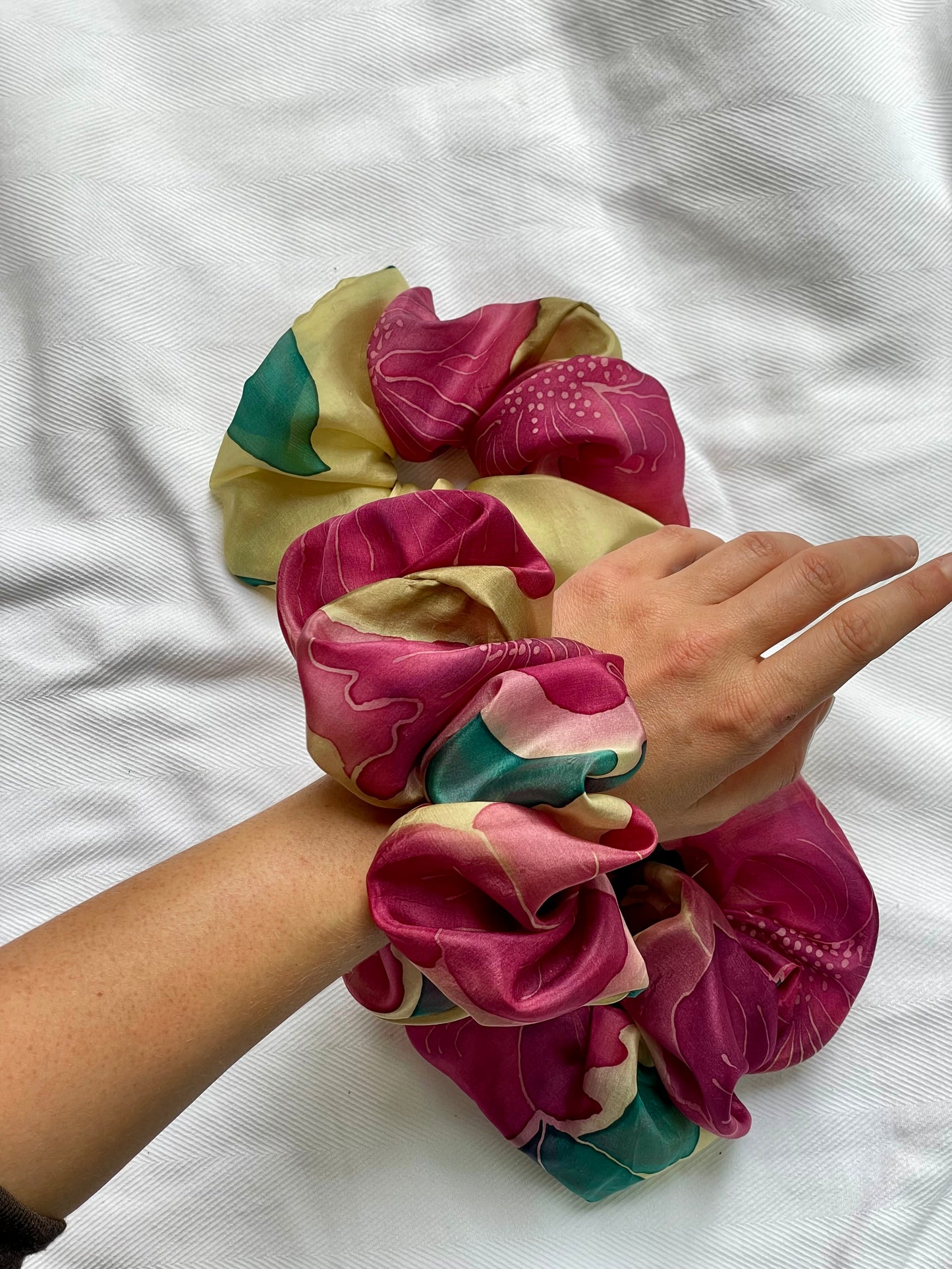 Silk Scrunchie summer garden