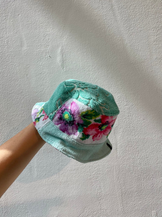 Reversible Bucket turquoise bloom / S